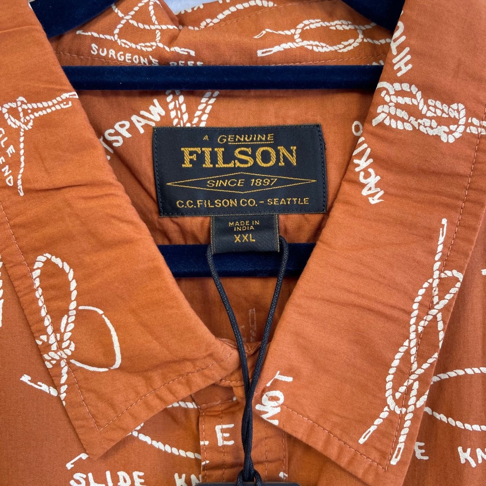 Filson Washed Short Sleeve Feather‎ Cloth Shirt XXL NWT Bourbon Knots Print - Picture 4 of 8